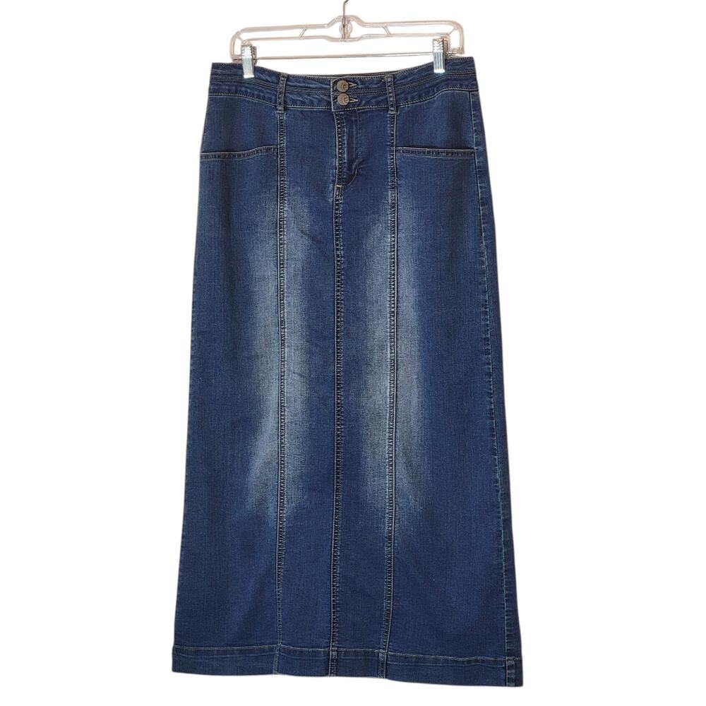 Est 1946 High Rise Faded Denim Pencil Midi Skirt Size 12 - Picture 11 of 11